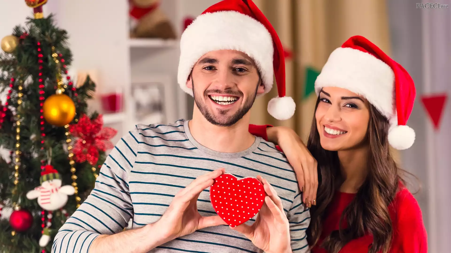 Mikołaja, Czapki, Kobieta, Mężczyzna, Serce