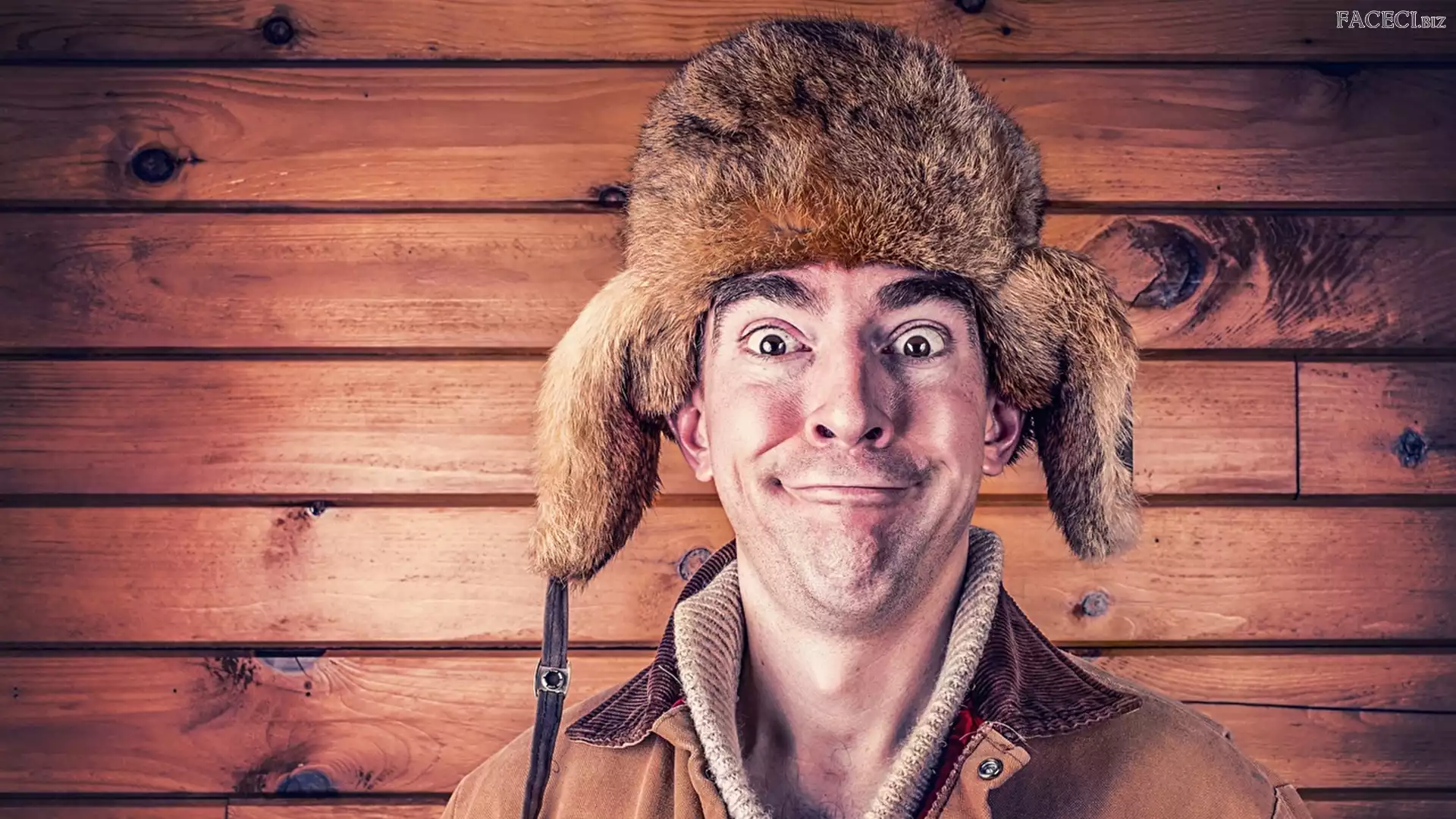 Zabawna, Mężczyzna, Uszatka, Czapka, Śmieszne, Mina